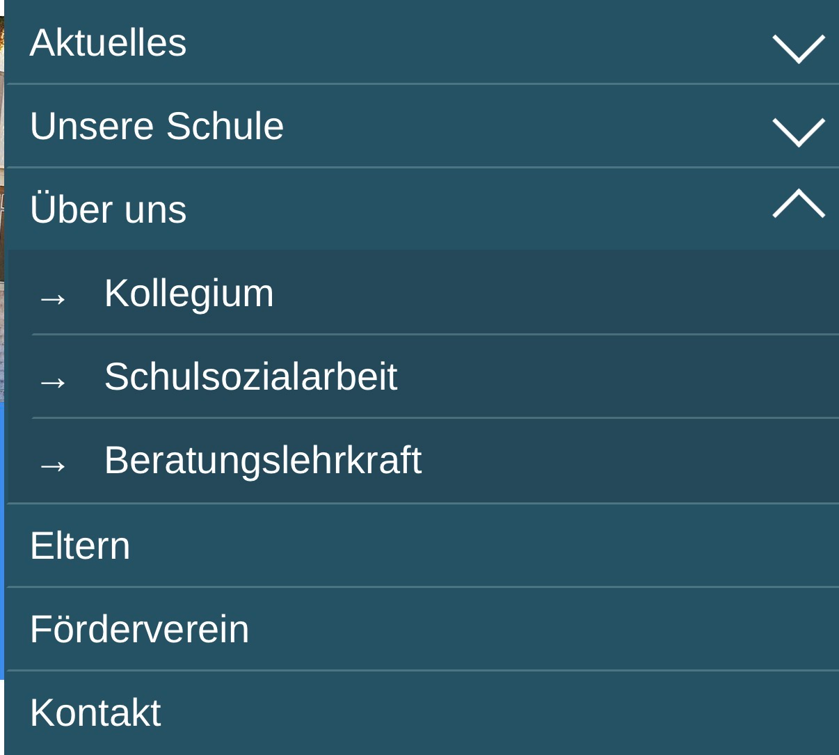 Untermenü auf dem Handy